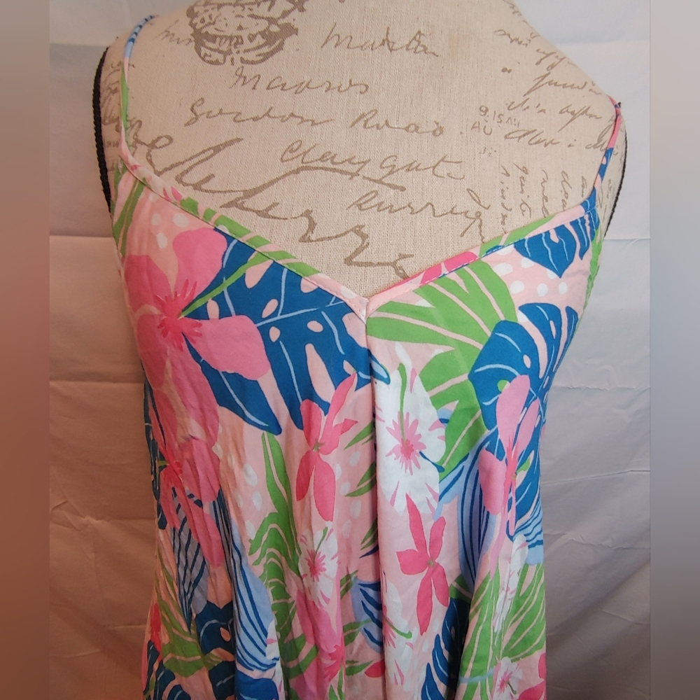 Goa Beachwear By Japan Multicolor Floral Cover Up With Spaghetti Straps Size L - Picture 4 of 12
